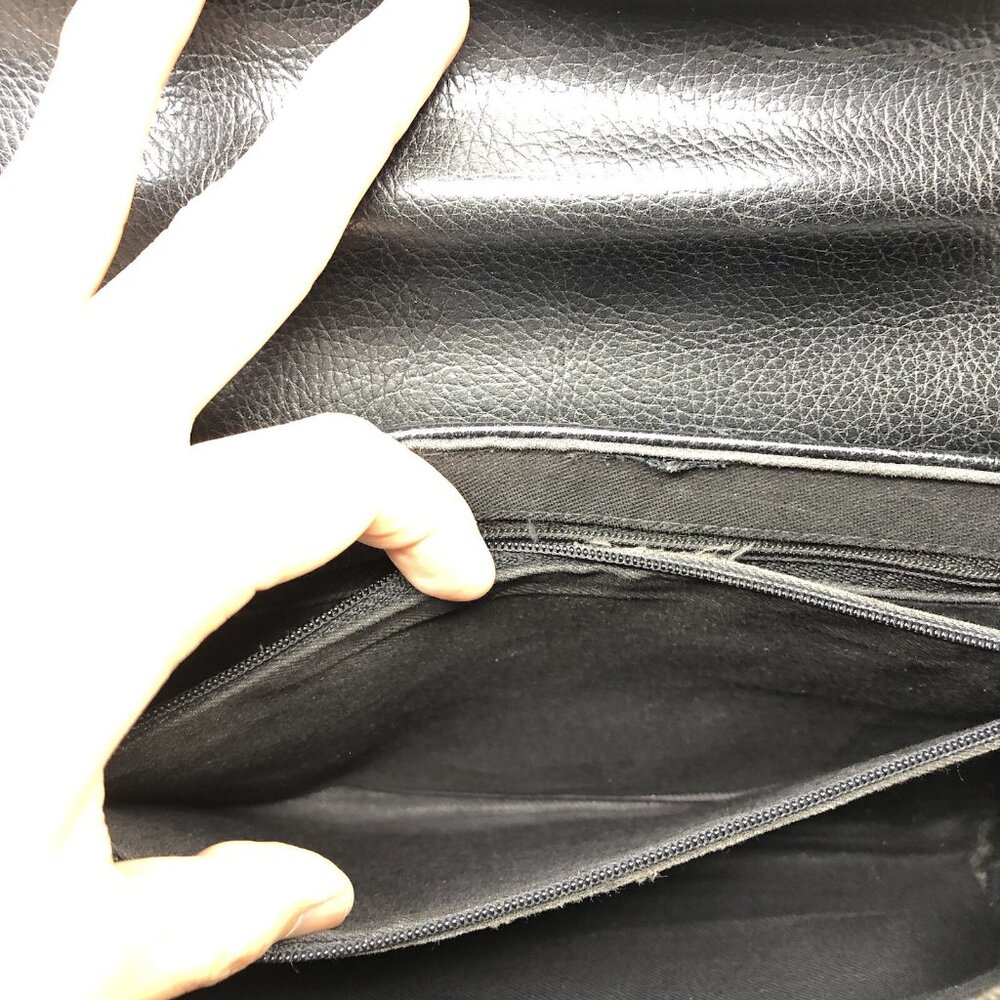 Vtg Carryland USA Leather Purse Black Brown Shoulder Crossbody Bag Woven Handle - Picture 11 of 13